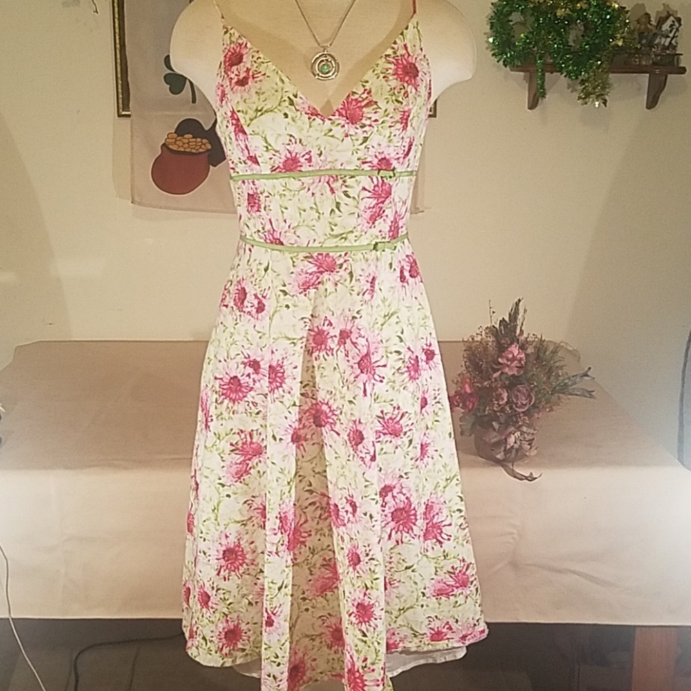Carmen Marc Valvo Spaghetti Strap Empire Waist Dress - Picture 7 of 9